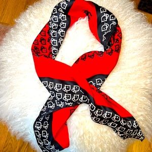 Black & Red  Satin Scarf 34” square